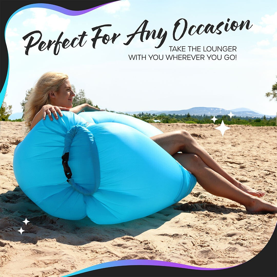 Nevlers Inflatable Air Lounger Sofa Chair Bed with Carry Bag and Pockets Waterproof 210T Polyester Outdoor Travel Use