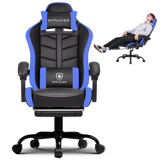Height Adjustable Computer Gaming Chair, Blue