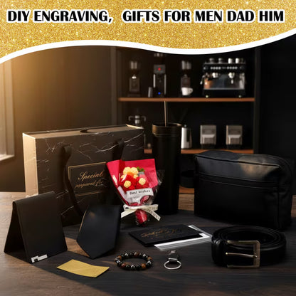 Men's 10-Piece Gift Set: Cup, Wallet, Tie and Belt, Red Box