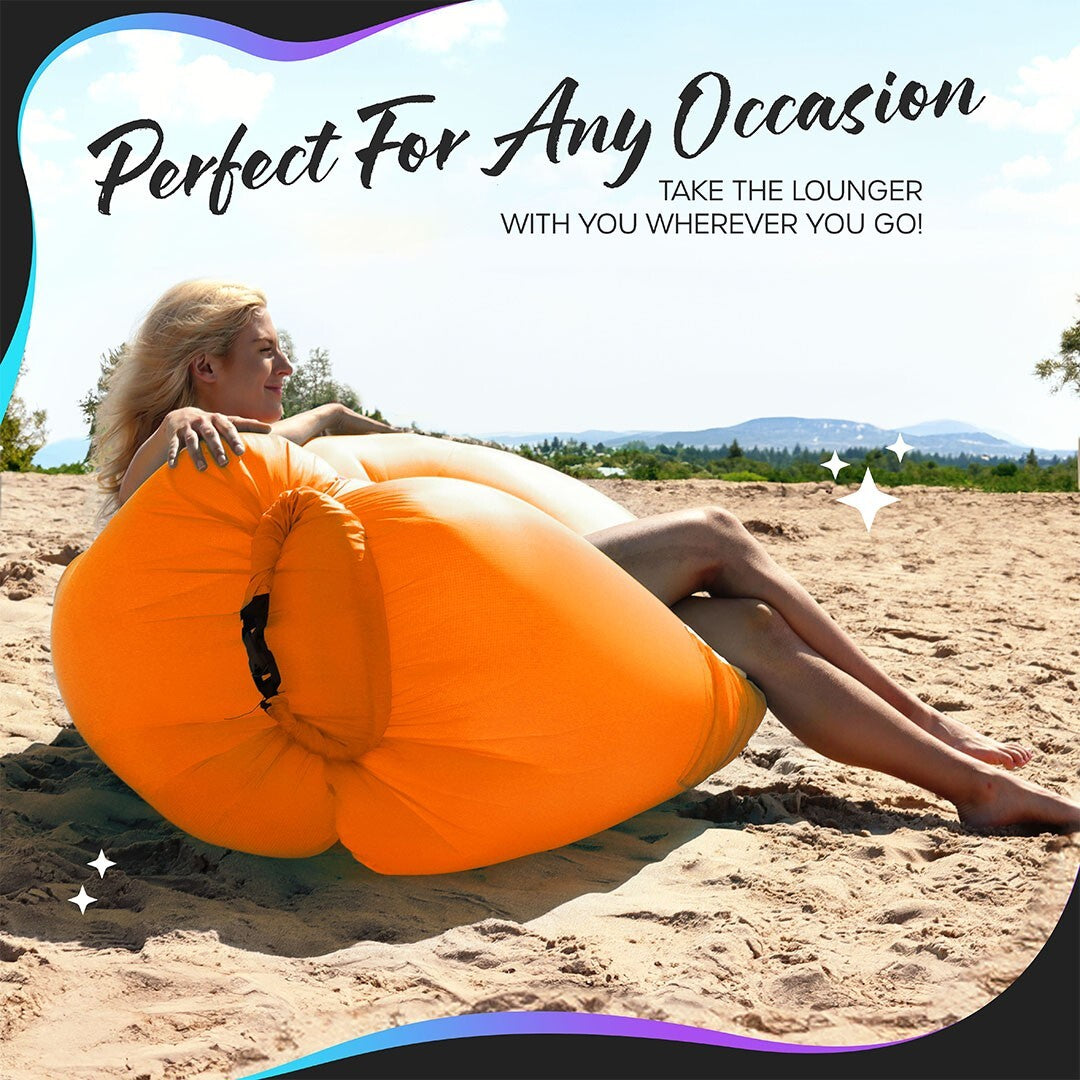 Nevlers Inflatable Air Lounger Sofa Chair Bed with Carry Bag and Pockets Waterproof 210T Polyester Outdoor Travel Use