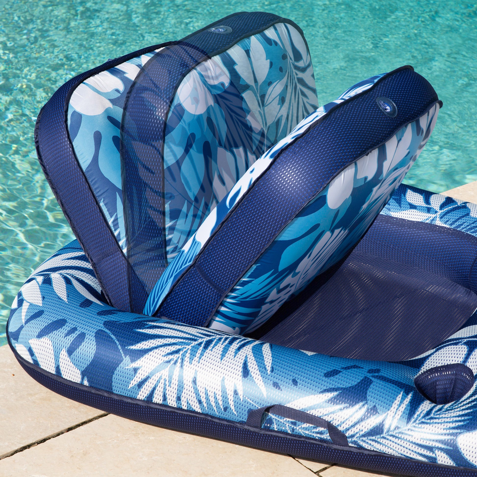 Aqua Luxury Pool Lounger 2-Pack - Premium Inflatable Floating Chair with Headrest for Adults