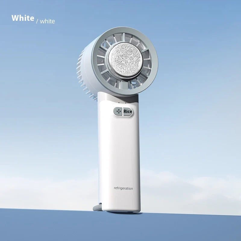 Portable Handheld Turbo Jet Fan Brushless Motor High Speed Mini Fan 3600mAh Rechargeable 3-Speed Ice Cooling Fan Light Blue