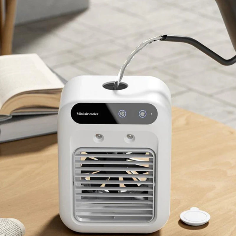 Portable 3-in-1 Air Cooler Fan USB Mini Evaporative Cooler with Humidifier Ice Water Function for Room Office Car Ivory White 25W