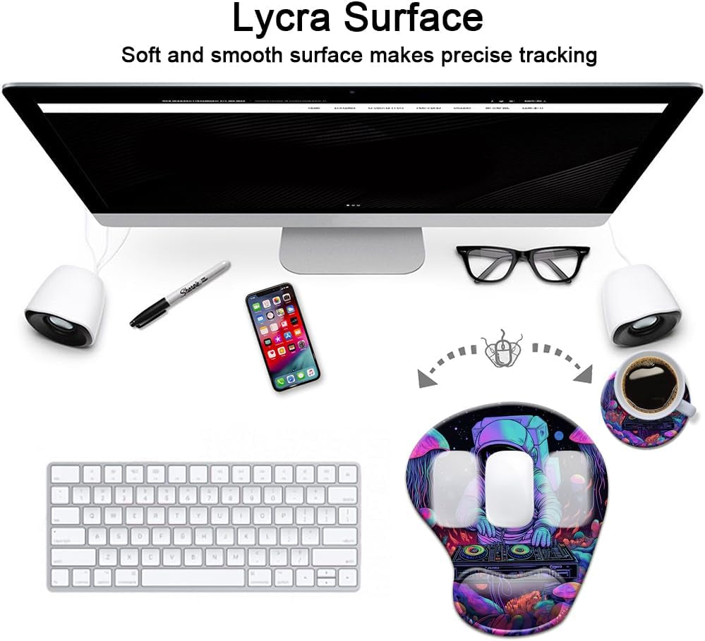Gel Wrist Rest Mouse Pad-Ergonomic Office Mousepad with Wrist Support-Non-Slip,Design Desk Accessories Mat for Home&Game Decor Cool Astronaut