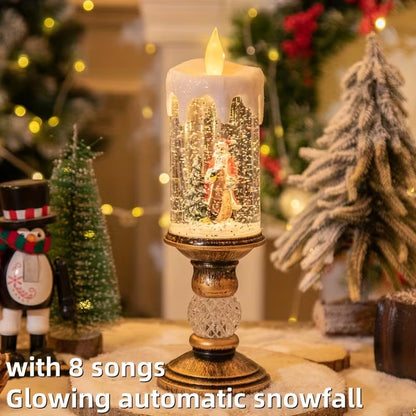Santa Claus Flameless Candle Lamp with Christmas Music, 11.4 in