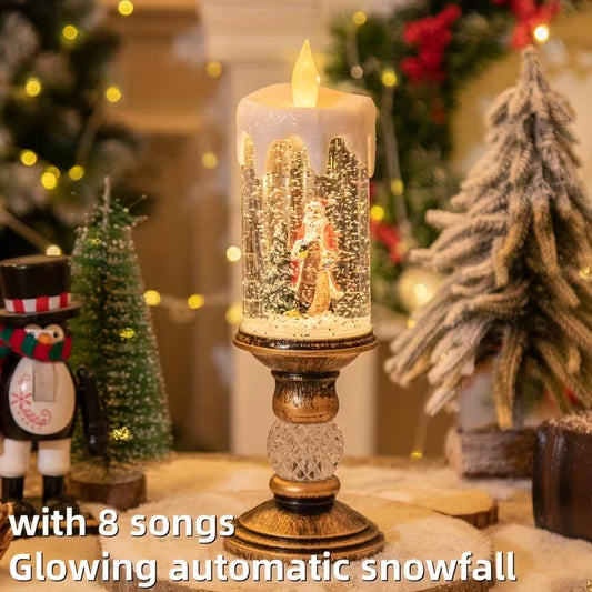 Santa Claus Flameless Candle Lamp with Christmas Music, 11.4 in