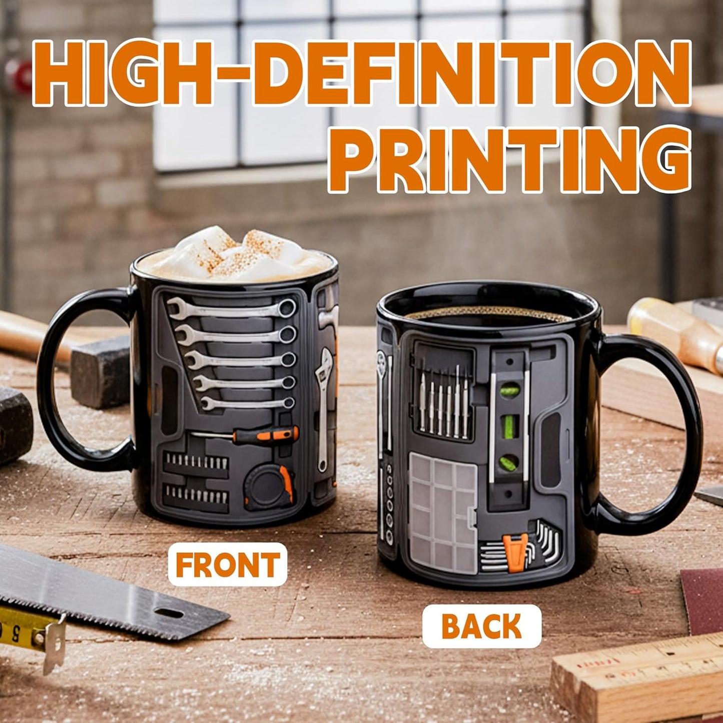 Funny Fathers Day Gift - 11Oz Black Toolbox Coffee Mug for Mechanic Gifts, Dad Gifts for Him Husband Grandpa Mechanics Workshop Lovers