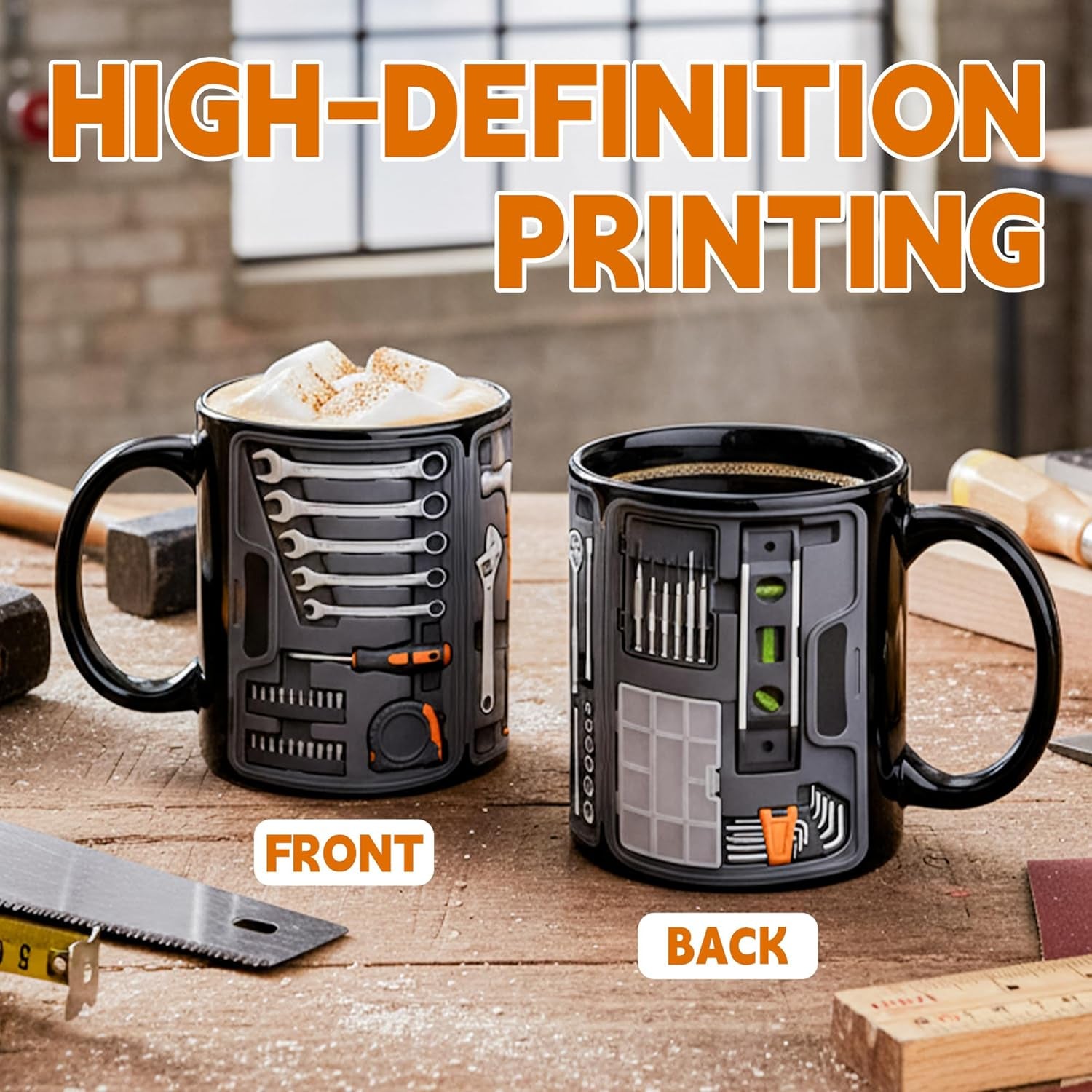 Funny Fathers Day Gift - 11Oz Black Toolbox Coffee Mug for Mechanic Gifts, Dad Gifts for Him Husband Grandpa Mechanics Workshop Lovers
