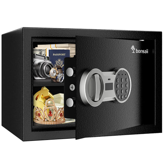 0.6 Cubic Feet Digital Security Safe Box with Keypad Lock, Removable Shelf, Steel Construction for Home Office Storage