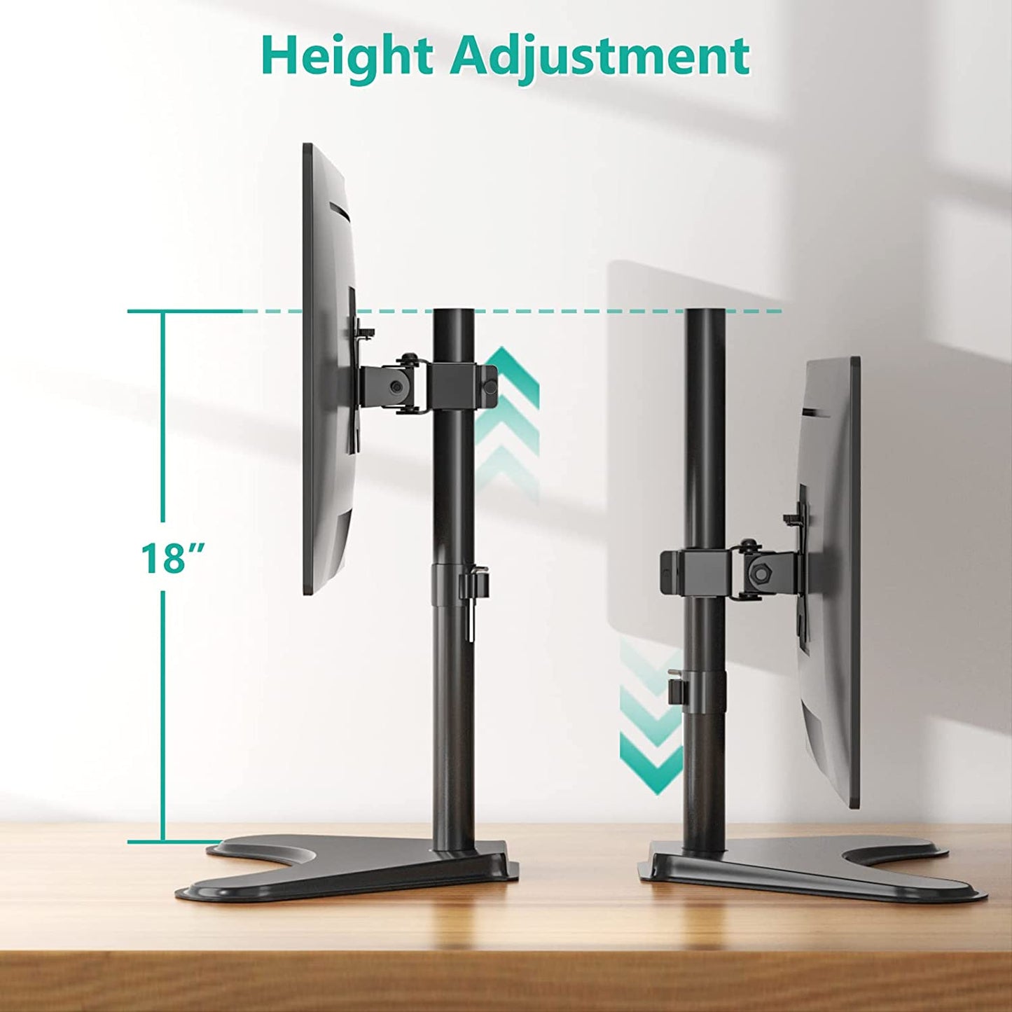 Single Monitor Desk Mount Arm for 13–32 in Screens, Adjustable Height and Angle, Freestanding VESA 75x75/100x100, Black