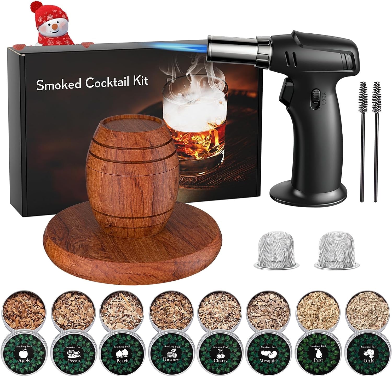 Whiskey Smoker Kit with Torch, Birthday Gifts for Him, Men, Dad, Husband, Cocktail Smoker Infuser Kit Old Fashioned Drink Smoker Kit Fathers Day Bourbon Whiskey Gifts
