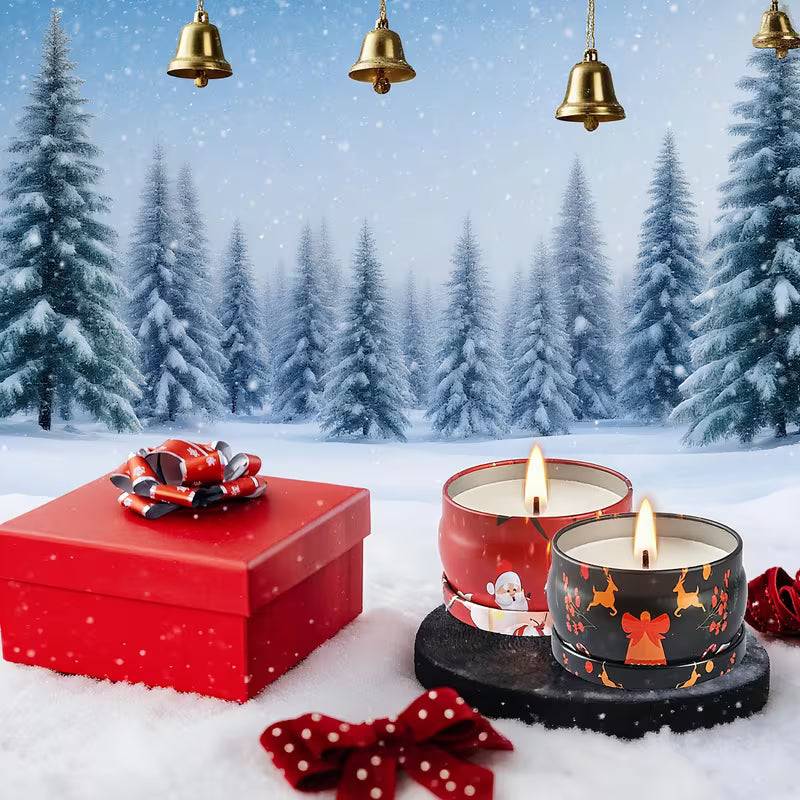 Set of 16 Christmas Candles in 2.5 oz Tins