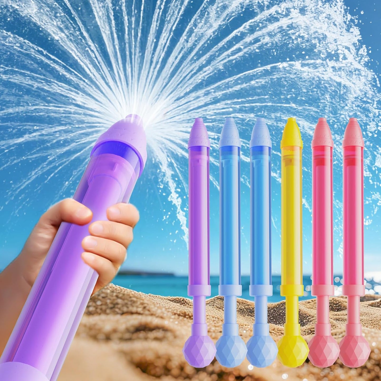6 Pack Water Gun Wide Spray Water Squirt Gun for Kids Adults, Sparkle Burst Spray Water Blasters for Kids Ages 4-12, Water Shooters for Pool Toy Swimming Beach Backyard Outdoor Party Favors