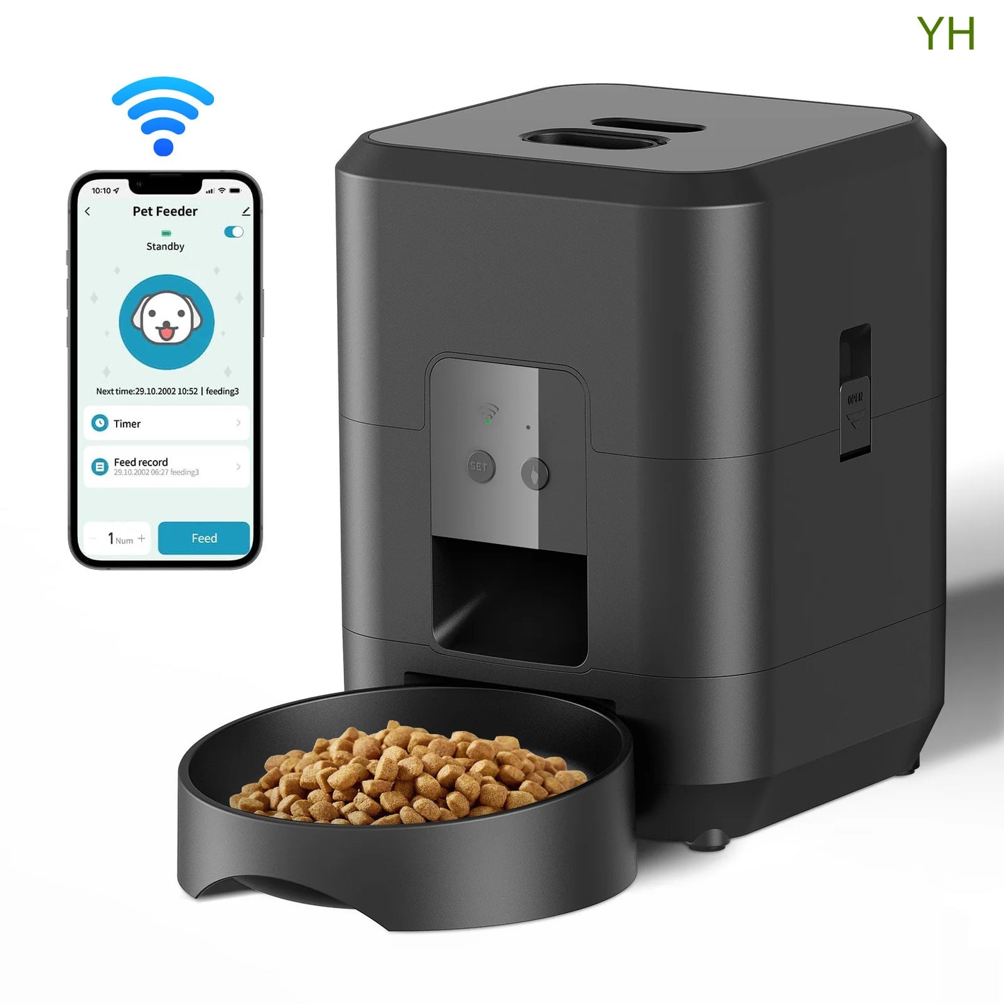 Intelligent Automatic Pet Feeder – 6L Timed Portion Control Dispenser with Remote/App Scheduling, Voice Recording & Anti-Clog Design for Cats & Small Dogs