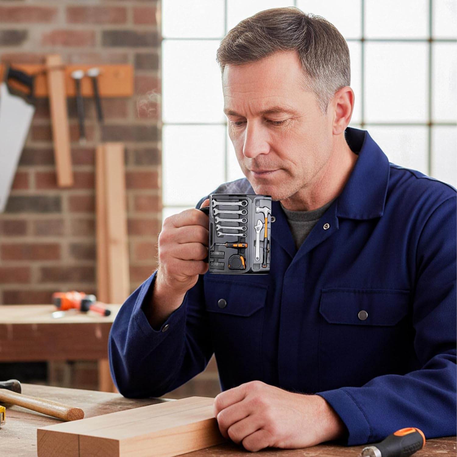 Funny Fathers Day Gift - 11Oz Black Toolbox Coffee Mug for Mechanic Gifts, Dad Gifts for Him Husband Grandpa Mechanics Workshop Lovers