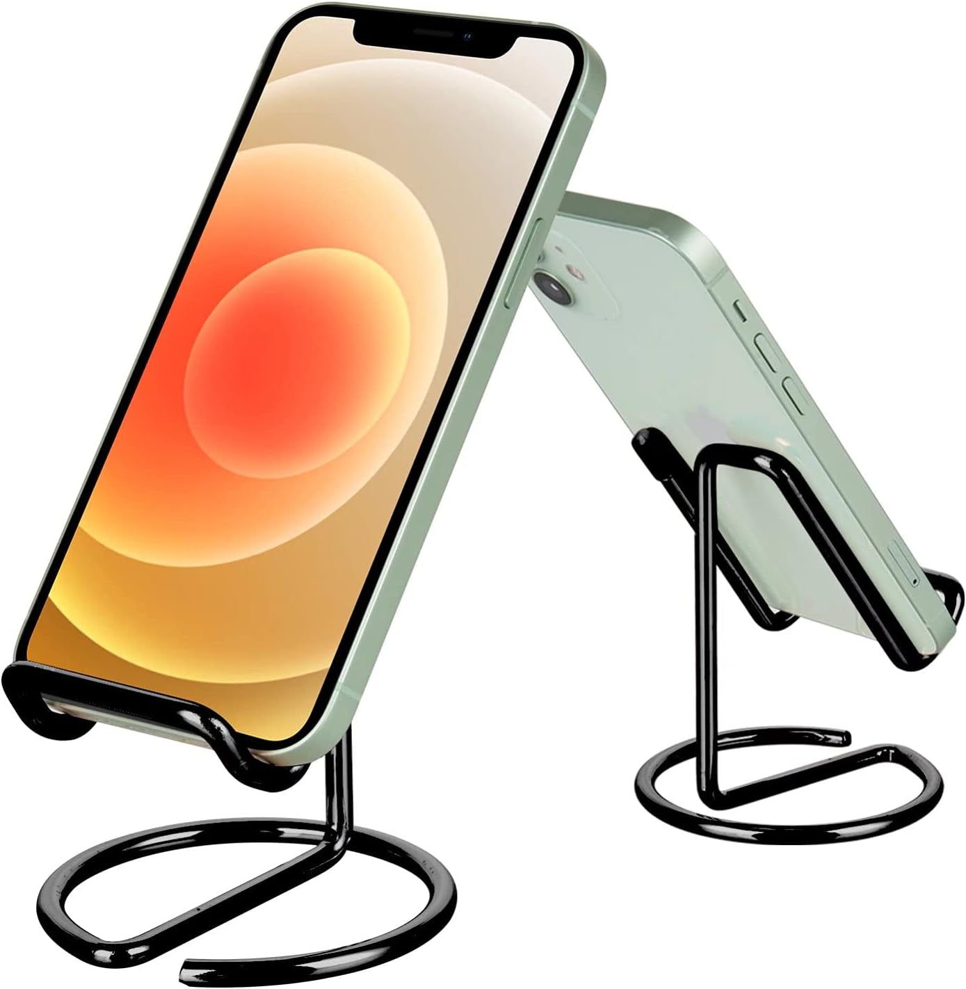 Cell Phone Stand for Desk, Cute Metal Black Cell Phone Stand Holder Desk Accessories, Compatible with All Mobile Phones, Iphone, Ipad