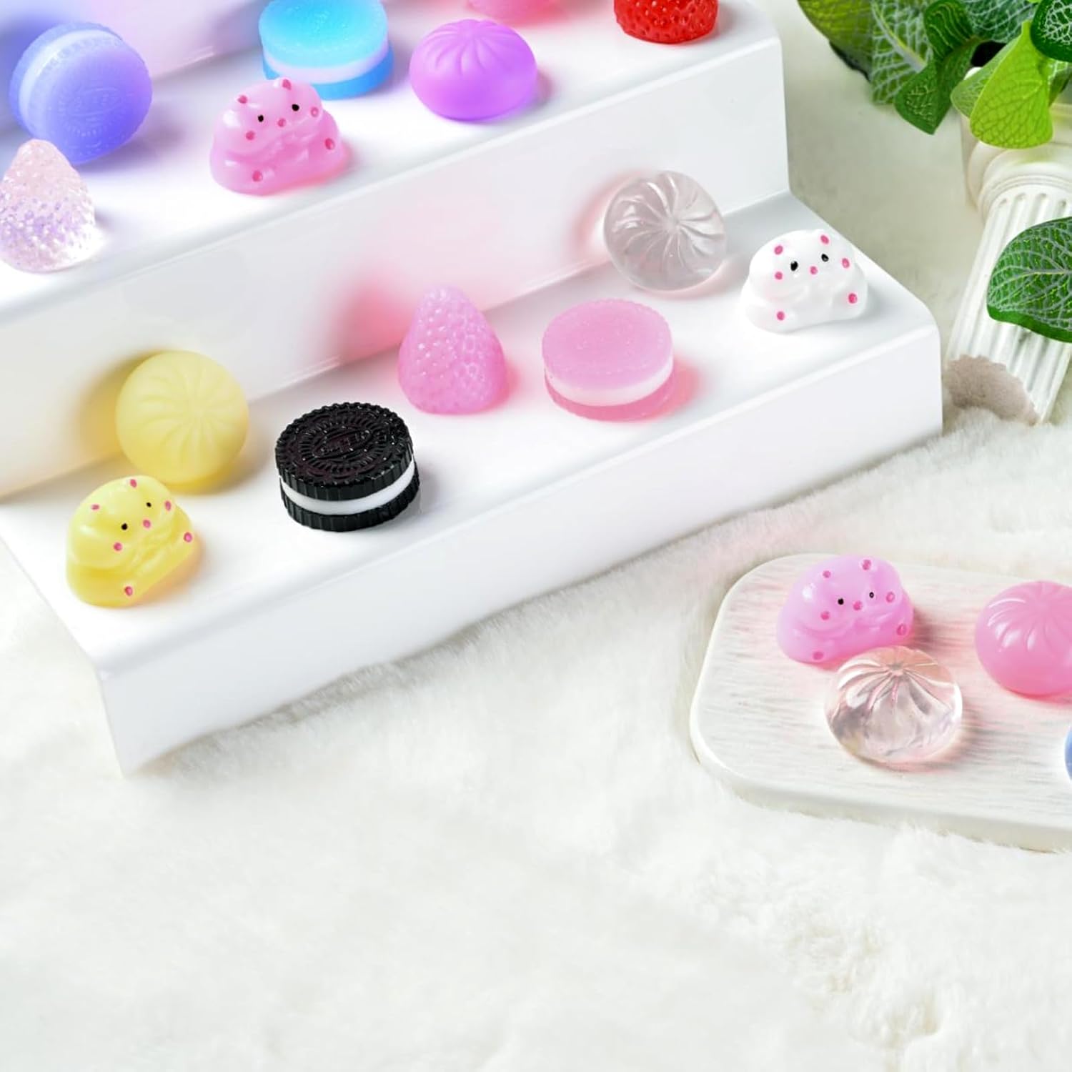 30Pcs Taba Squishy Toys Kit, Mini Kawaii Squishy Stress Relief Fidget Toys for Party Favors Birthday Gifts, Include Cookies, Hamster, Strawberry Toys & 20 Sheets Stickers