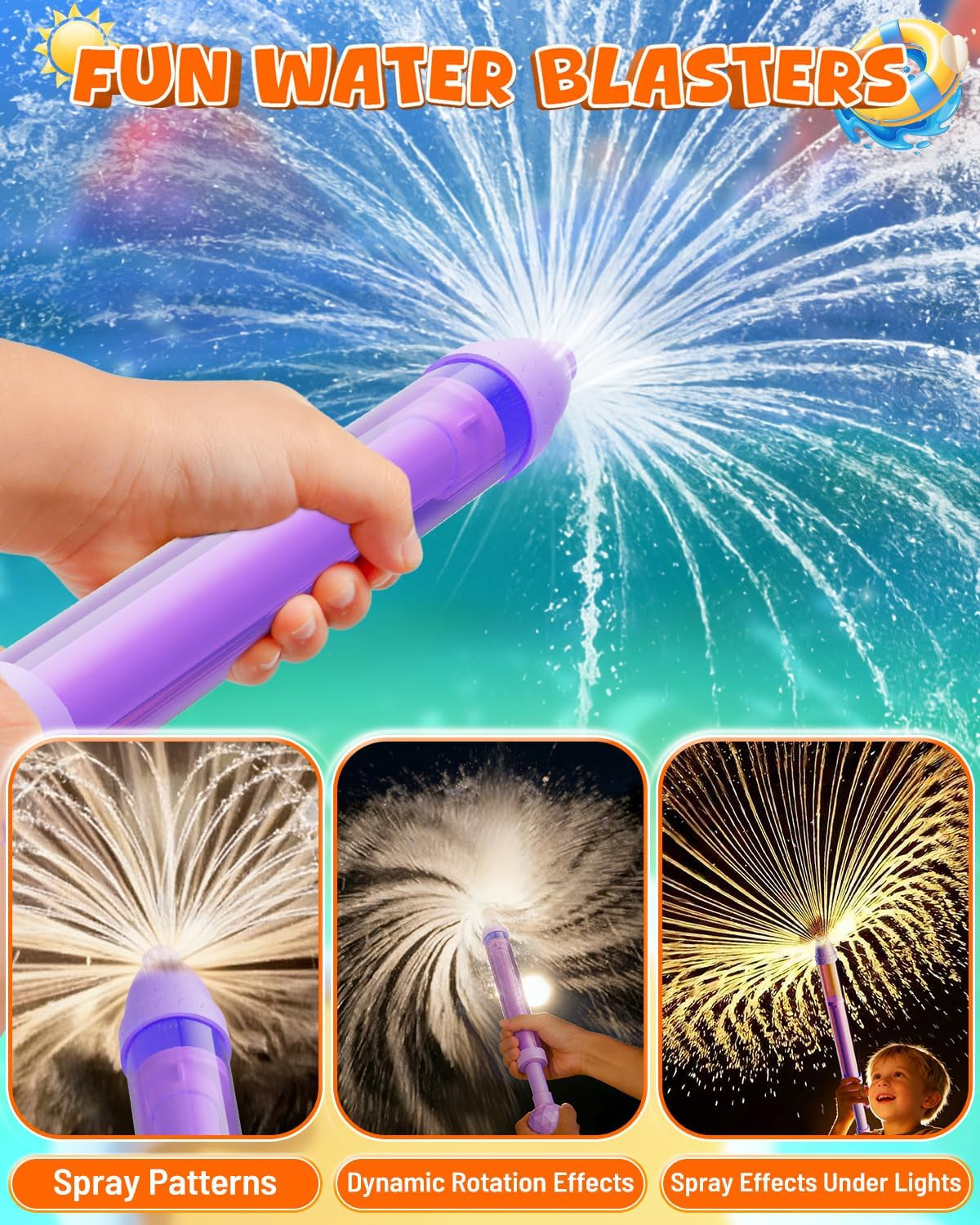 6 Pack Water Gun Wide Spray Water Squirt Gun for Kids Adults, Sparkle Burst Spray Water Blasters for Kids Ages 4-12, Water Shooters for Pool Toy Swimming Beach Backyard Outdoor Party Favors