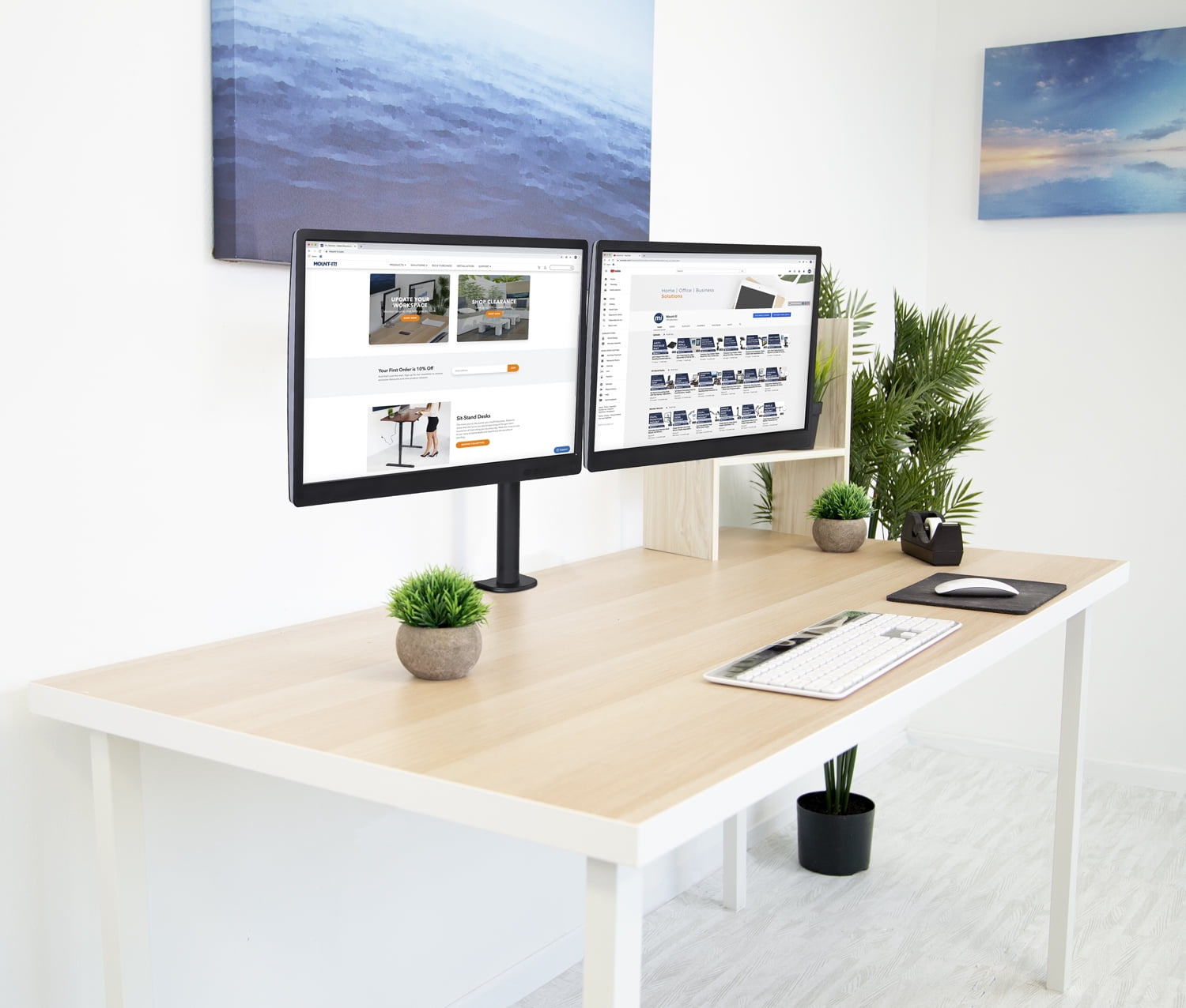Adjustable Dual Monitor Desk Mount with Full-Motion Arms, Steel, 17–32 in Screens, 22 lbs Capacity