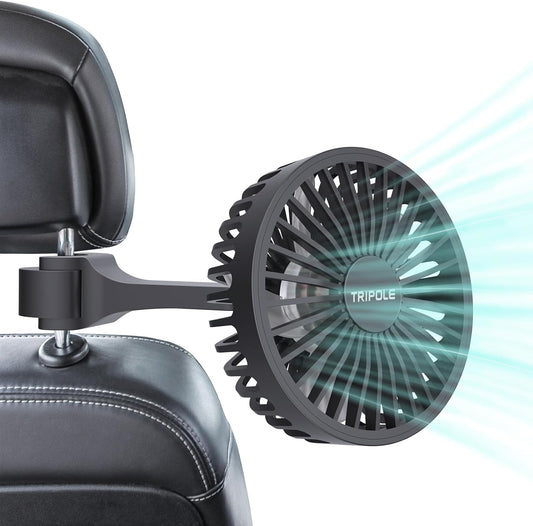 Car Fan for Rear Seat USB Powered Powerful 3 Speed 5V Fan with Adjustable Clip for Vehicles SUV RV