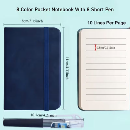 16 Mini Pocket Journals, 3 x 3 Inch Notepads in 8 Colors