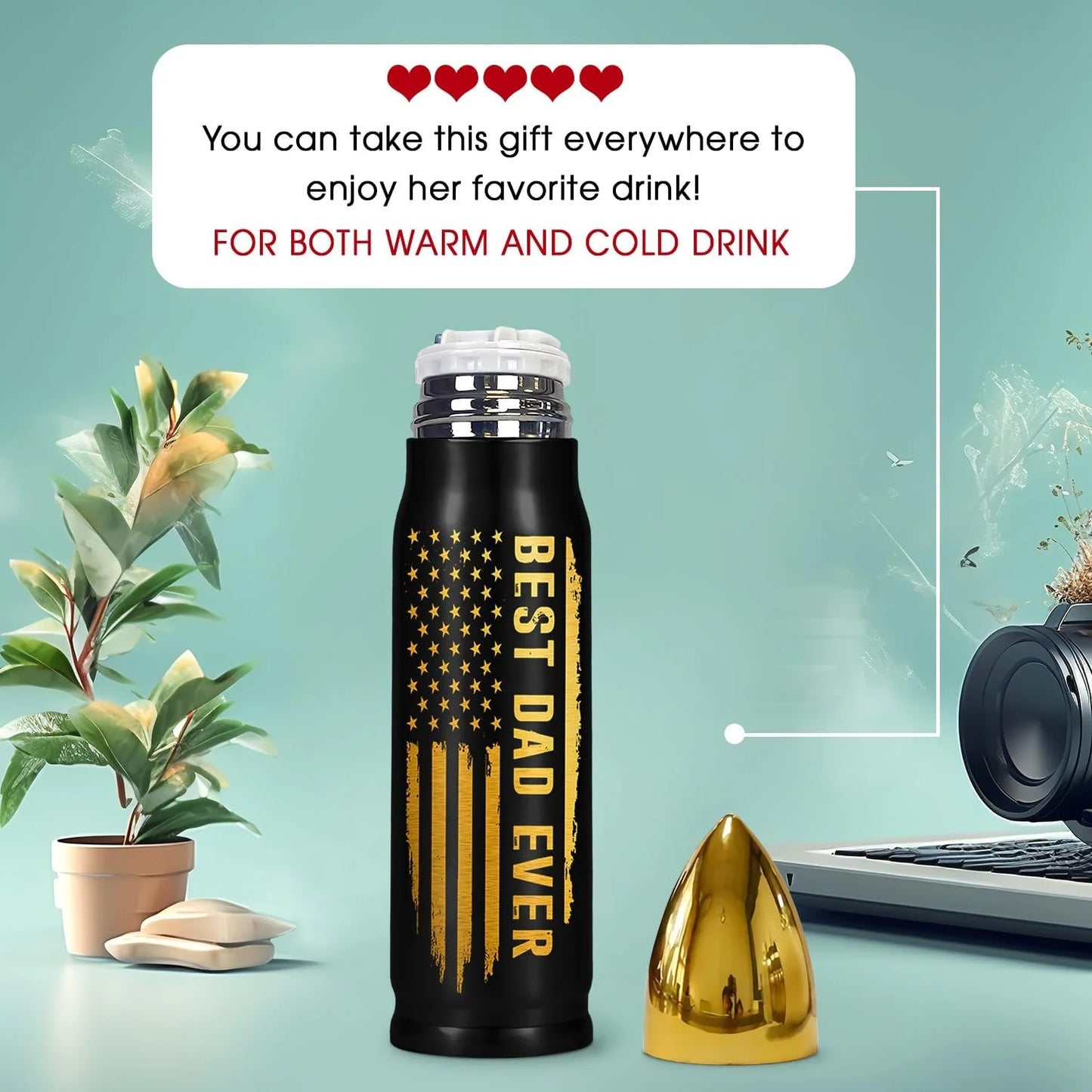 Fathers Day Gift for Dad - Dad Gifts - Birthday Gifts for Dad from Daughter, Son, Kids - Fathers Day Gift Ideas for Father, Husband, New Dad Gifts - Best Dad Gifts Dad Bullet Tumbler 17Oz