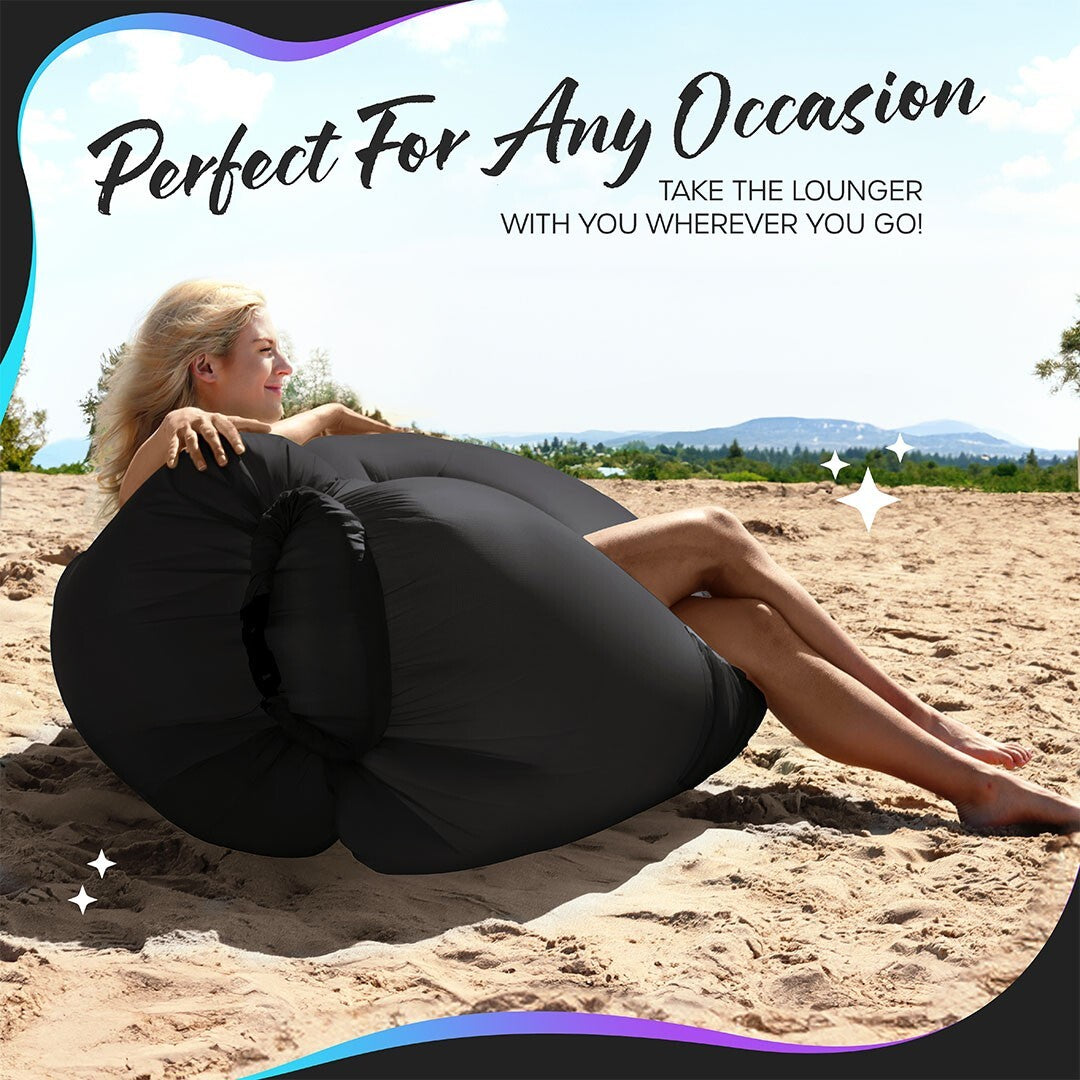 Nevlers Inflatable Air Lounger Sofa Chair Bed with Carry Bag and Pockets Waterproof 210T Polyester Outdoor Travel Use