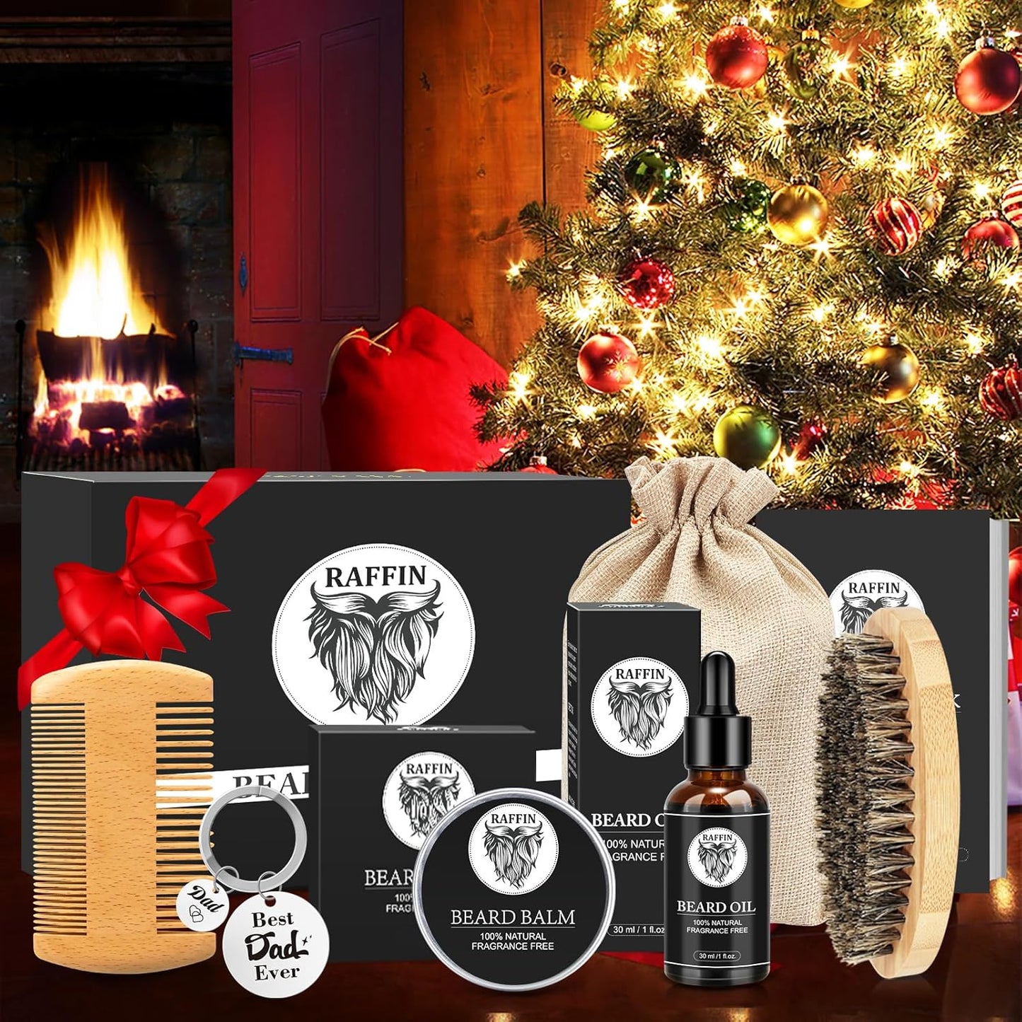 Dad Gifts Fathers Day - Beard Kit with Beard Oil, Balm, Brush, Comb & Bonus Keychain, Men'S Self-Care Set & Constant Keepsake, Birthday Gift for Daddy/Papa, Dad Day Gifts from Kids Daughter Son