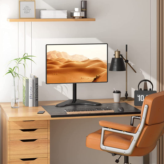 Single Monitor Desk Mount Arm for 13–32 in Screens, Adjustable Height and Angle, Freestanding VESA 75x75/100x100, Black