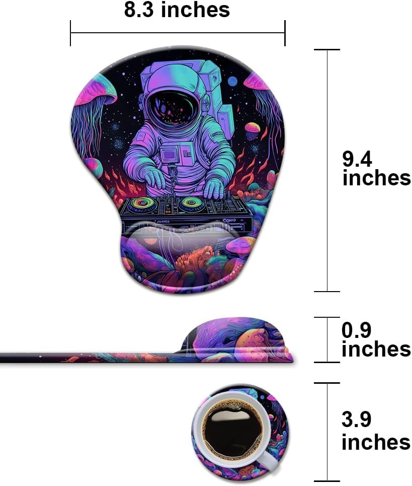 Gel Wrist Rest Mouse Pad-Ergonomic Office Mousepad with Wrist Support-Non-Slip,Design Desk Accessories Mat for Home&Game Decor Cool Astronaut