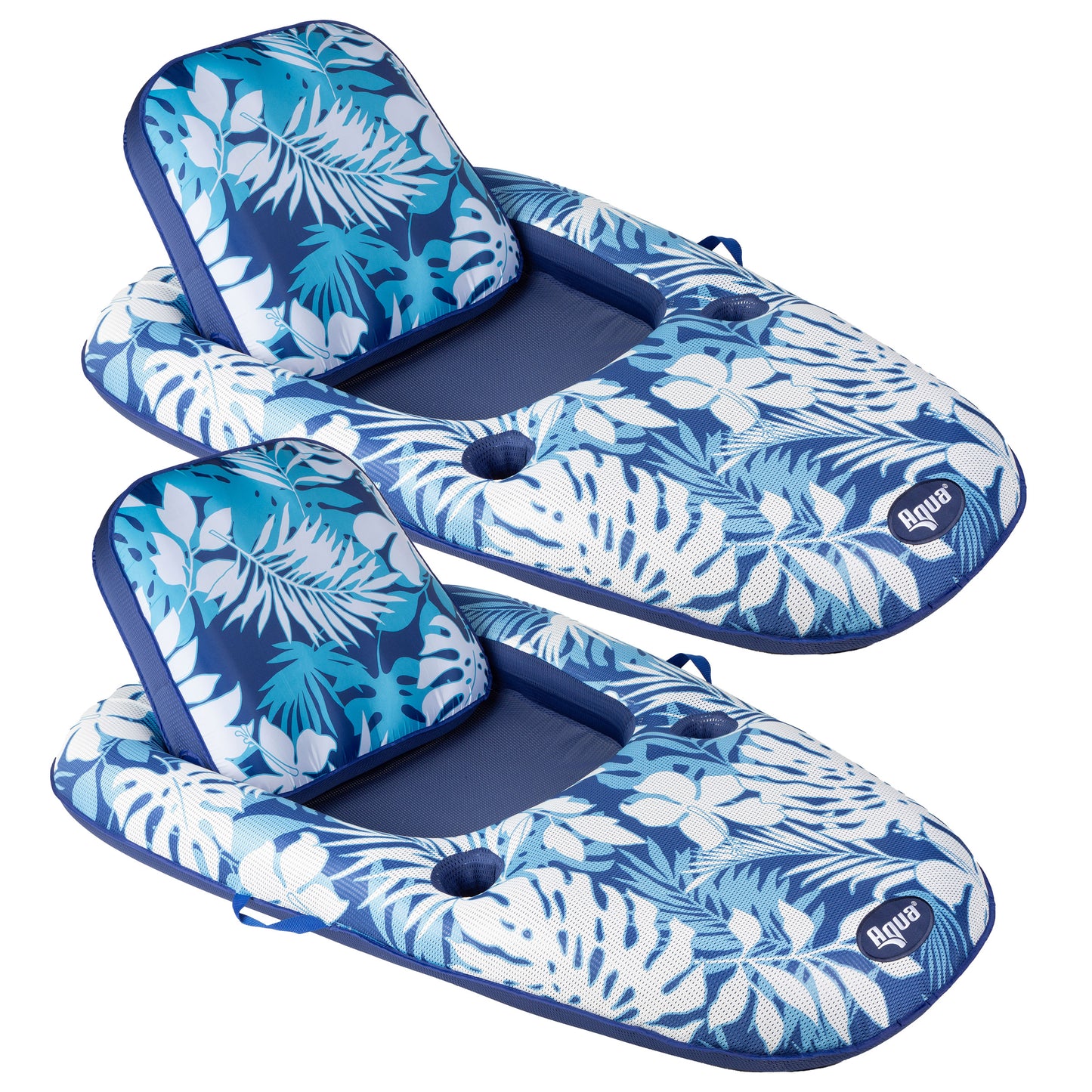 Aqua Luxury Pool Lounger 2-Pack - Premium Inflatable Floating Chair with Headrest for Adults