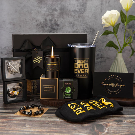 Father'S Day Gift,Gifts for Dad from Daughter Son Birthday Gifts for Dad,Best Dad Ever Gifts Man Black Gifts Basket Ideas Set,Birthday Gift Box Birthday Presents for Dad,Husband,Brother,Boyfriend, 1