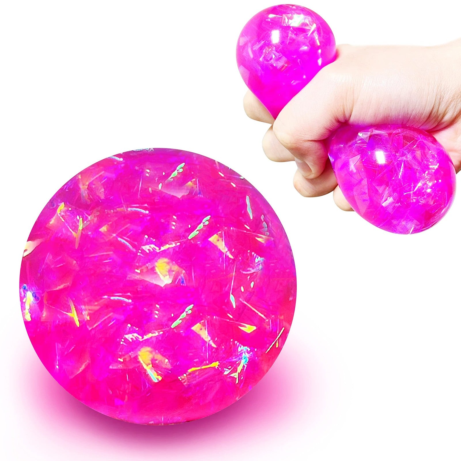 Pink Squishy Glitter Stress Balls Squeeze Fidget Toys for Kids Small,