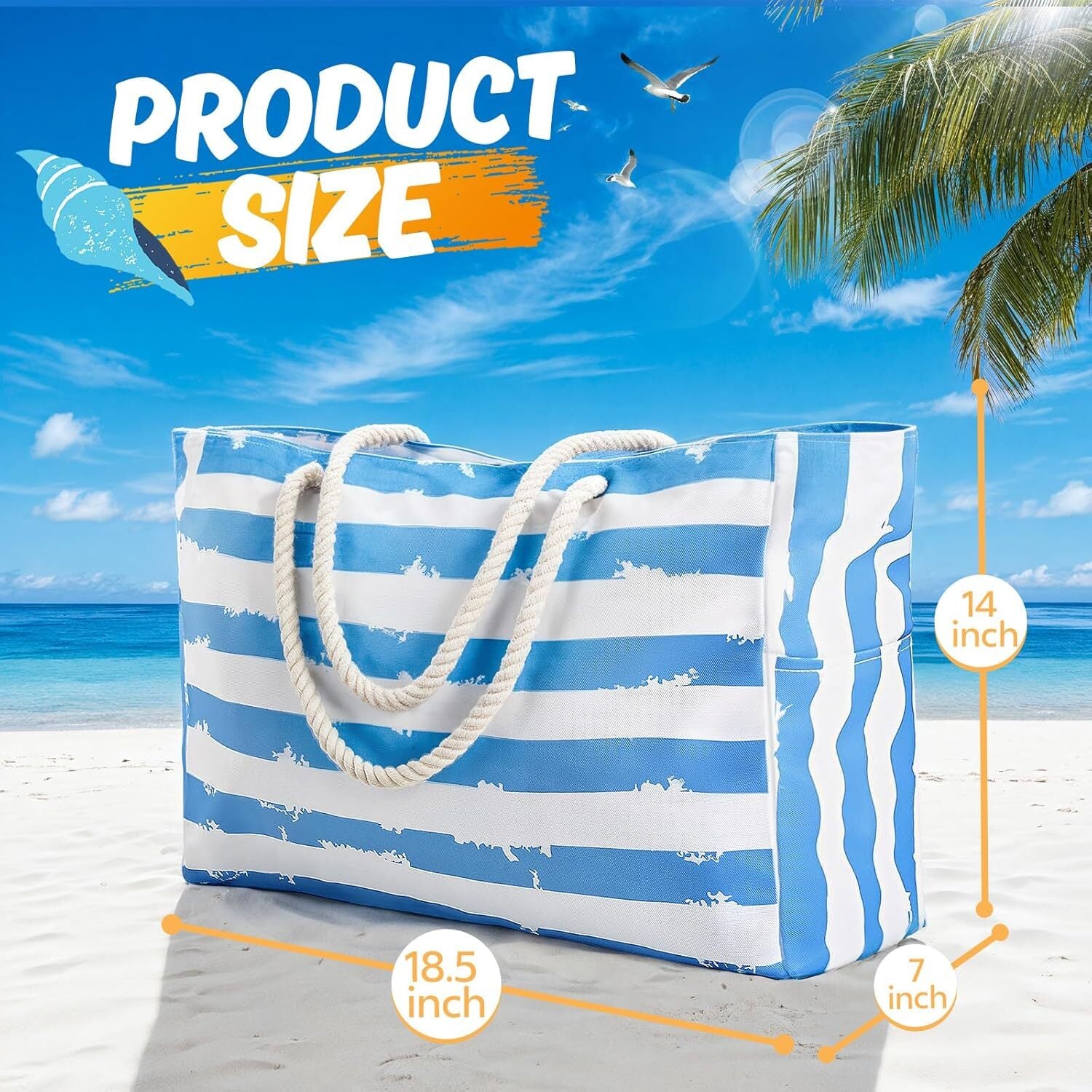 Large Beach Bag for Women & Men Beach Bags Waterproof Sandproof Travel Tote Bag