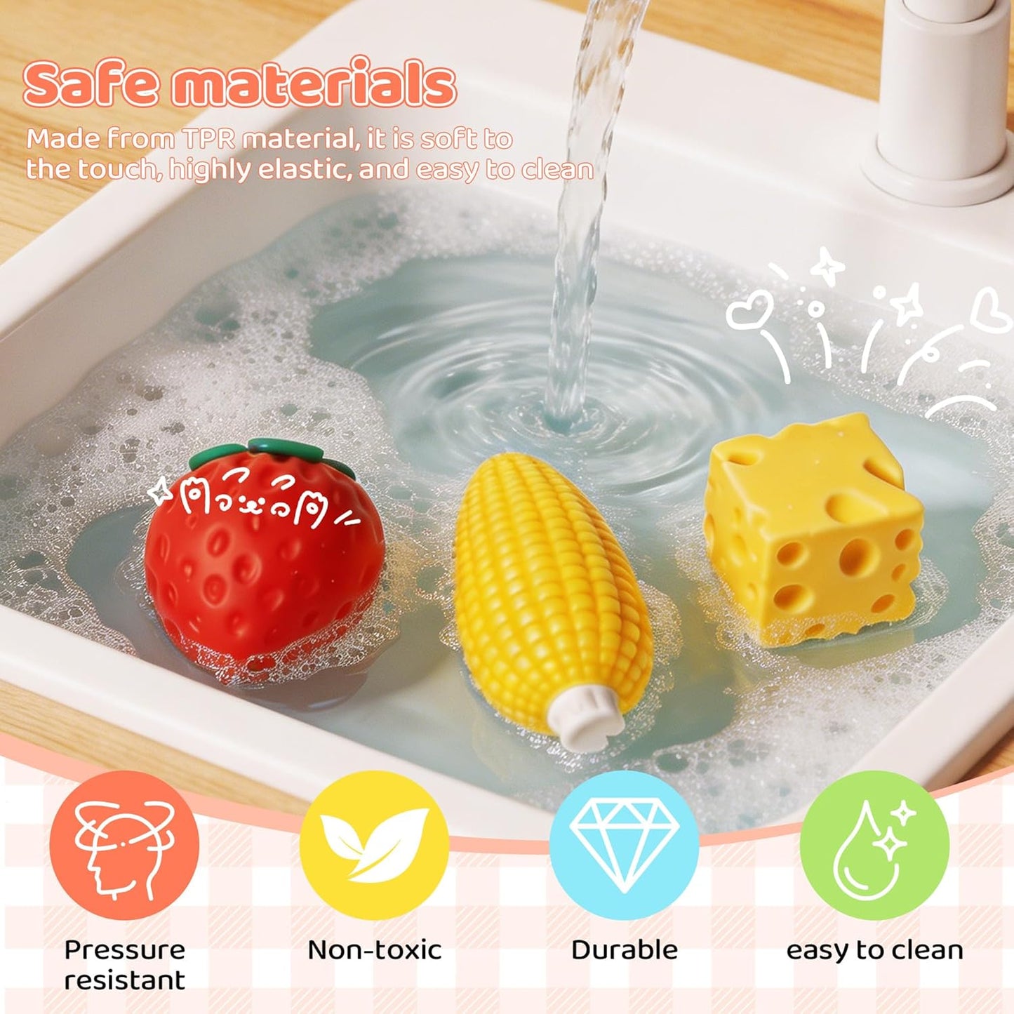 3Pcs Fruit Squishy- Cheese Squishy,Strawberry Corn Squishy,Squeeze Toys,Fruit Squishies for Stress Relief,Gift for Boys Girls Adults
