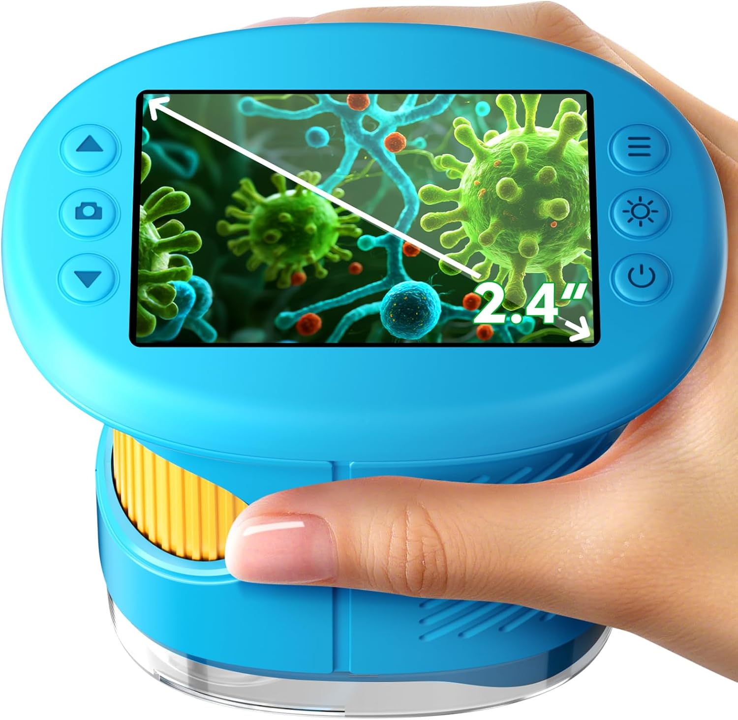 4K 1000X Digital Microscope for Kids with Long Distance Viewing & 2.4" Screen, Portable Handheld Edu Toys for Kids Age 3-12 Exploring Bugs Plants at Home Classroom & Outdoor Travel, Blue