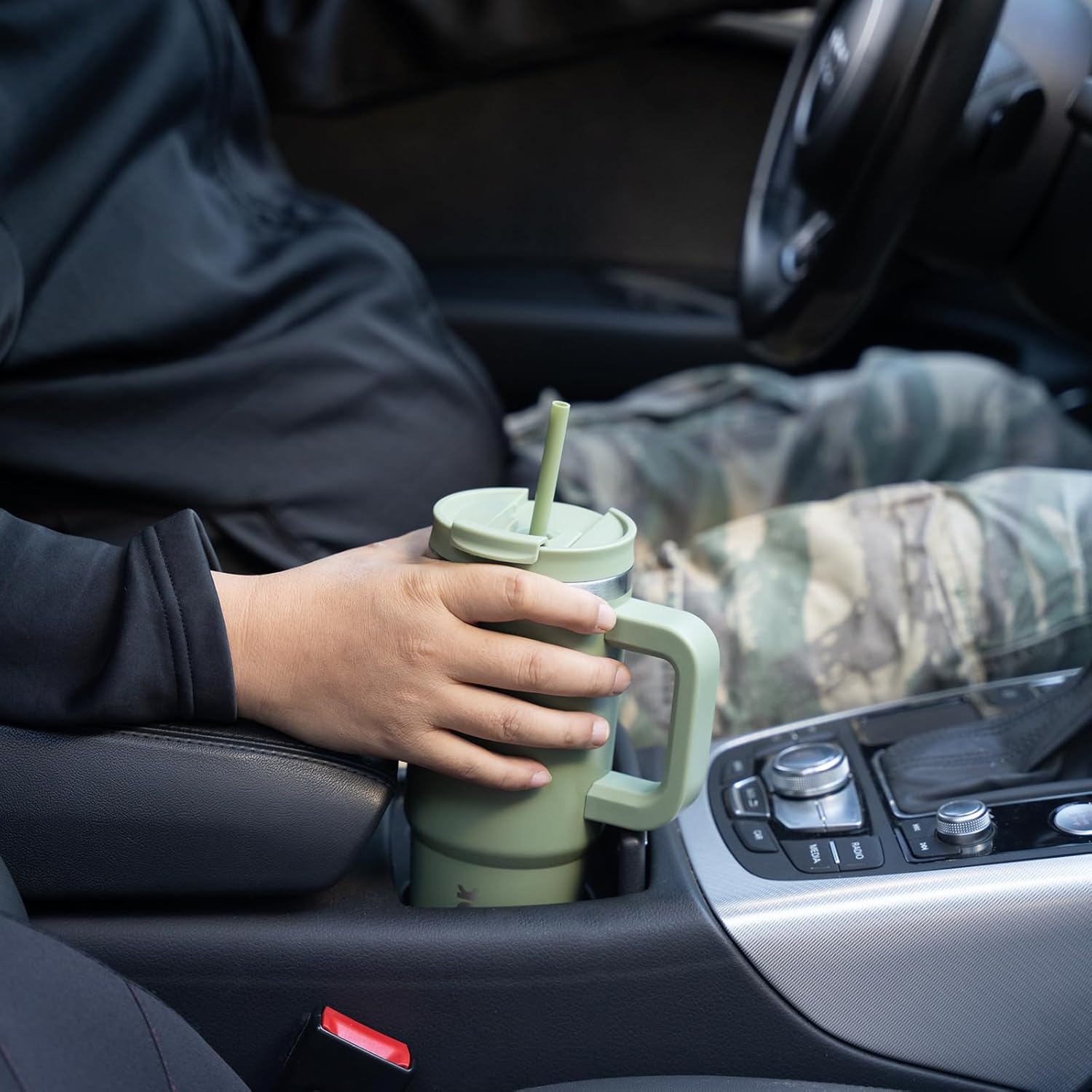 40 Oz Tumbler with Handle Insulated Stainless Steel Thermal Cup with Lid & Straw - Lemon Double Wall Vacuum Travel Mug