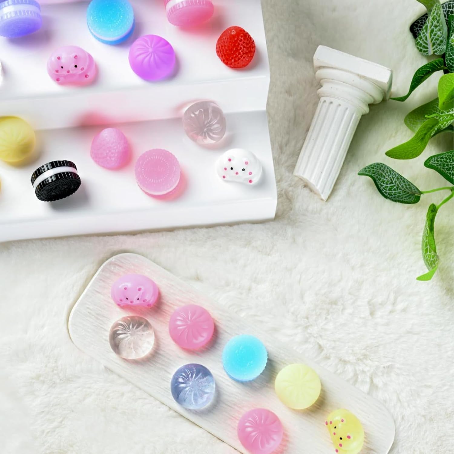 30Pcs Taba Squishy Toys Kit, Mini Kawaii Squishy Stress Relief Fidget Toys for Party Favors Birthday Gifts, Include Cookies, Hamster, Strawberry Toys & 20 Sheets Stickers