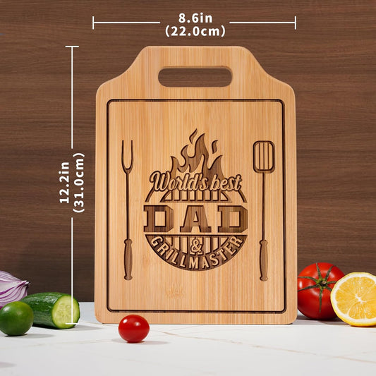 Fathers Day Gift for Dad Gifts from Husband Daughter Son, Dad Birthday Gift from Daughter Who Wants Nothing - Engraved Bamboo Cutting Board 12.3"L X 8.7"W X 0.4"Th