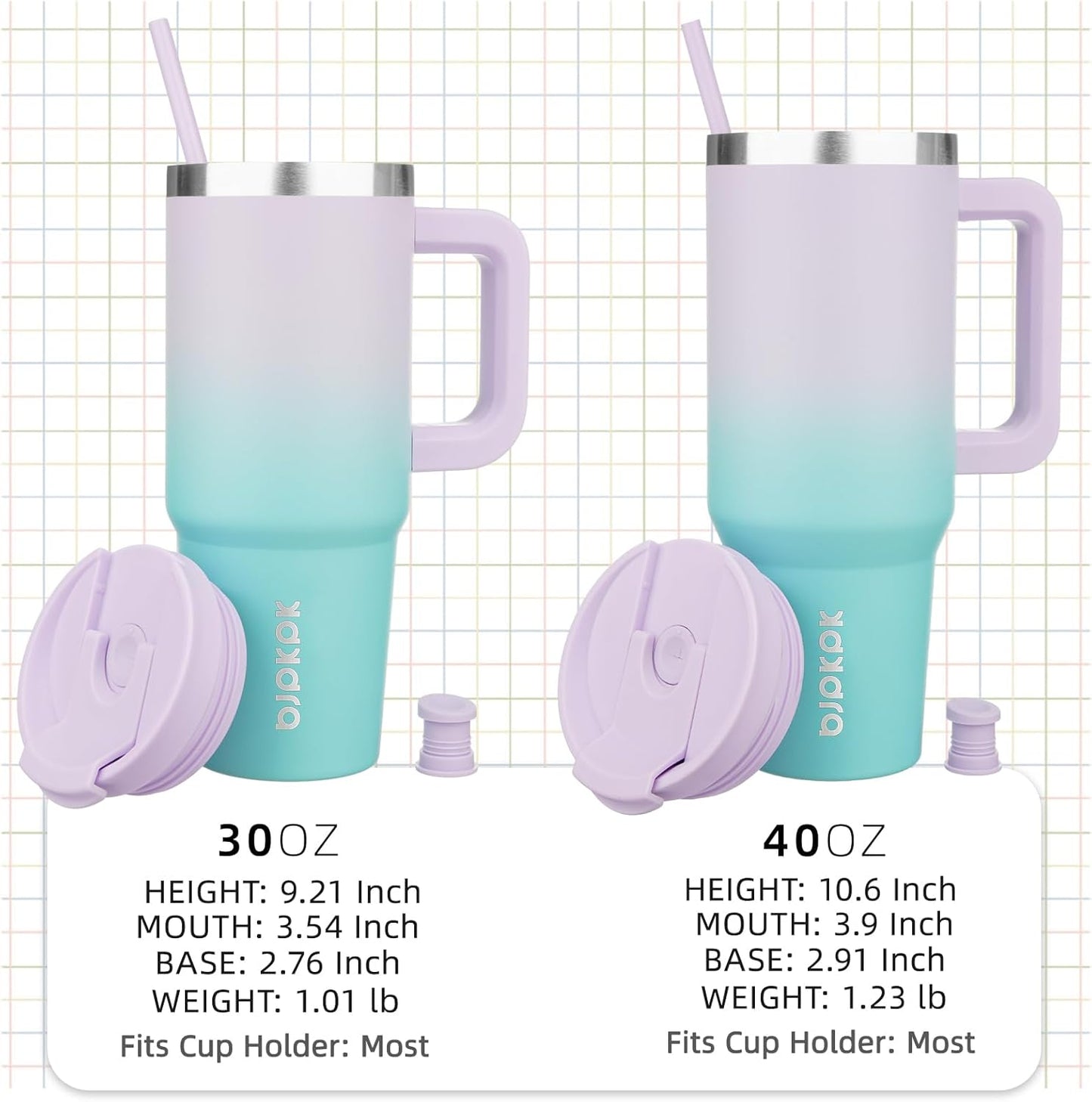 Tumbler with Handle 30 Oz Stainless Steel Insulated Tumbler with Lid and Straw for Water or Ice Coffee,Lavender Green