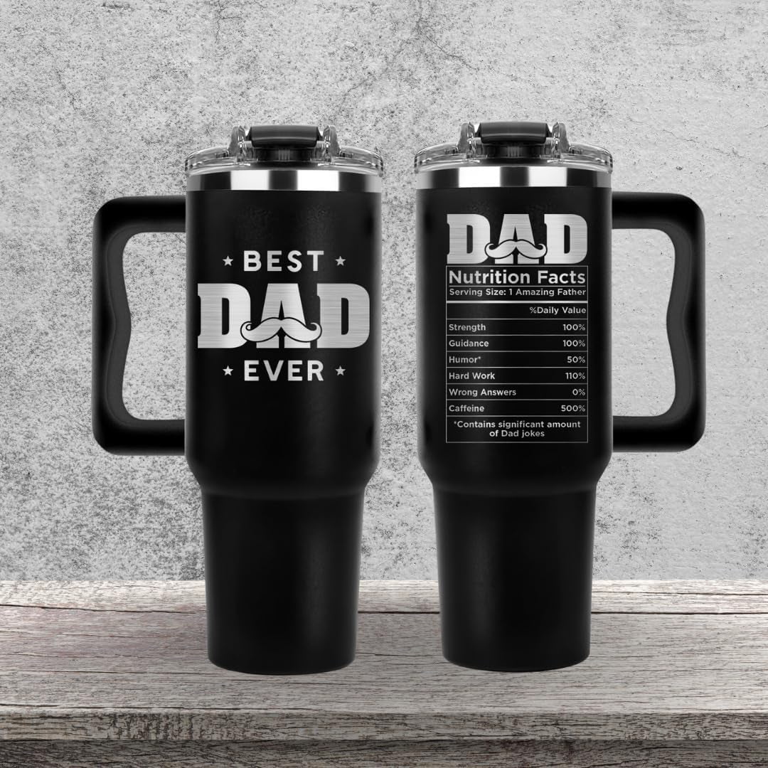 Fathers Day Gift for Dad, Best Dad Ever Tumbler 40Oz, Father Day Gifts from Son Kids and Daughter, Best Daddy Ever Coffee Travel Mug Cup, Gift Presents Ideas for Daddy, Papa Travel Mug