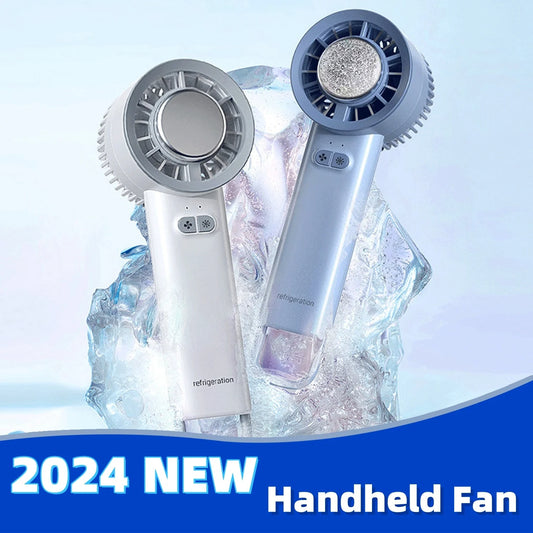 Portable Handheld Turbo Jet Fan Brushless Motor High Speed Mini Fan 3600mAh Rechargeable 3-Speed Ice Cooling Fan Light Blue