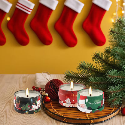 Set of 16 Christmas Candles in 2.5 oz Tins