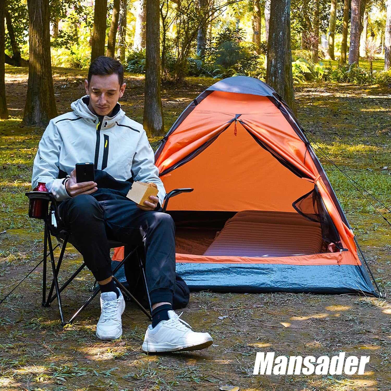 2 Person Camping Dome Tent Waterproof Lightweight Portable 82.7 x 55 x 43.5 in Backpacking Hiking Tent Green