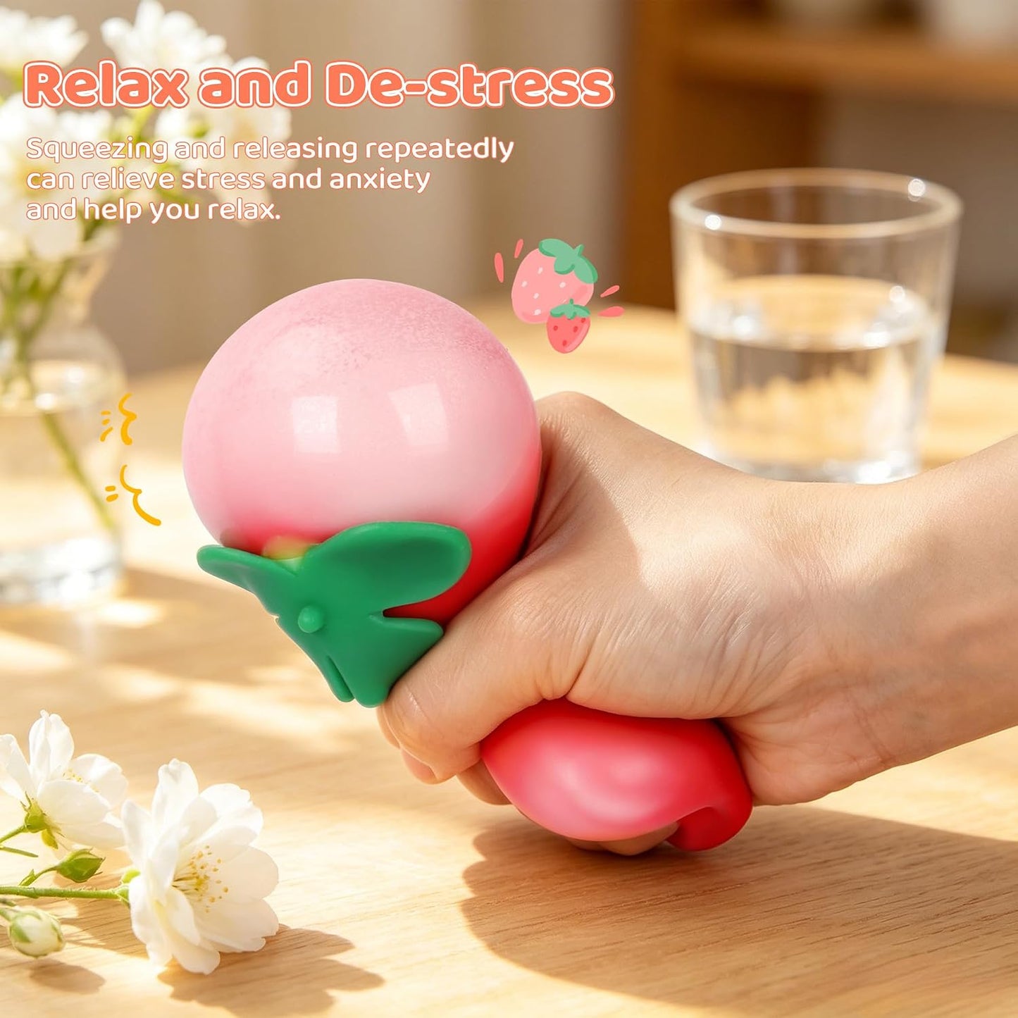 3Pcs Fruit Squishy- Cheese Squishy,Strawberry Corn Squishy,Squeeze Toys,Fruit Squishies for Stress Relief,Gift for Boys Girls Adults