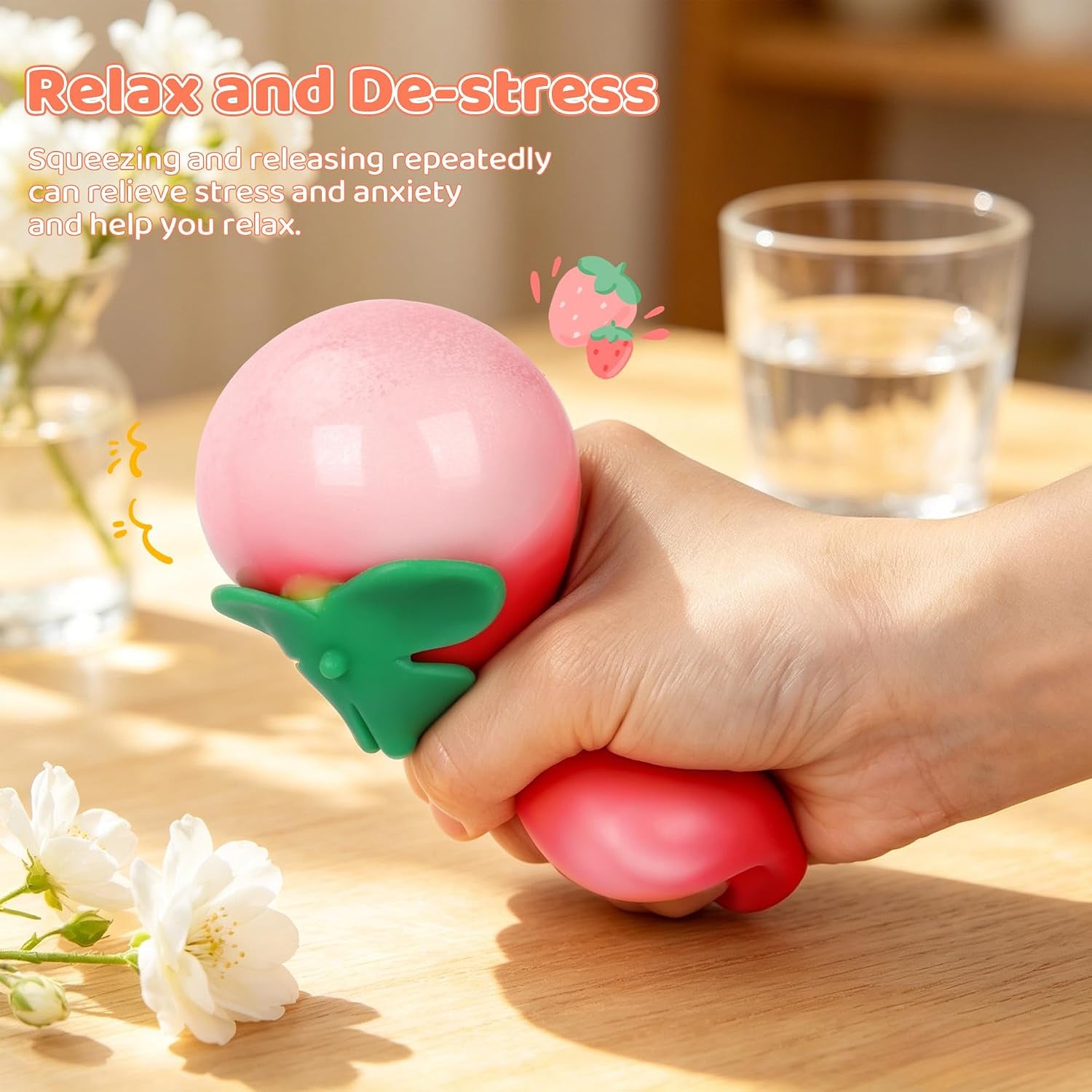 3Pcs Fruit Squishy- Cheese Squishy,Strawberry Corn Squishy,Squeeze Toys,Fruit Squishies for Stress Relief,Gift for Boys Girls Adults
