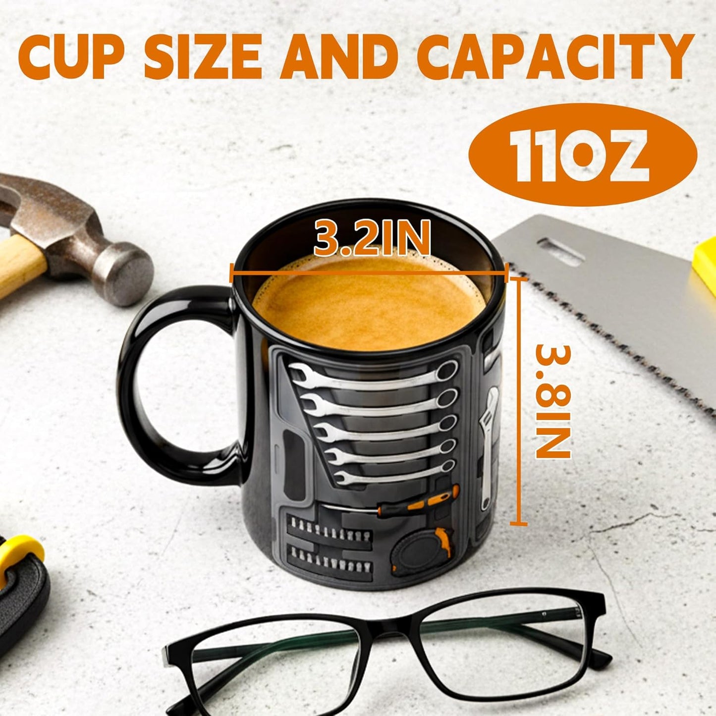 Funny Fathers Day Gift - 11Oz Black Toolbox Coffee Mug for Mechanic Gifts, Dad Gifts for Him Husband Grandpa Mechanics Workshop Lovers