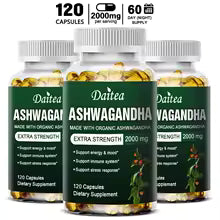 Daitea Organic Ashwagandha Extract Capsules 2000mg for Mood, Sleep, Energy Support - Antioxidant Supplement
