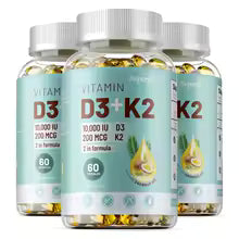 VITAMIN D3&K2 - Nerve, Muscle, Heart, Bone and Dental Health, Immune System Health