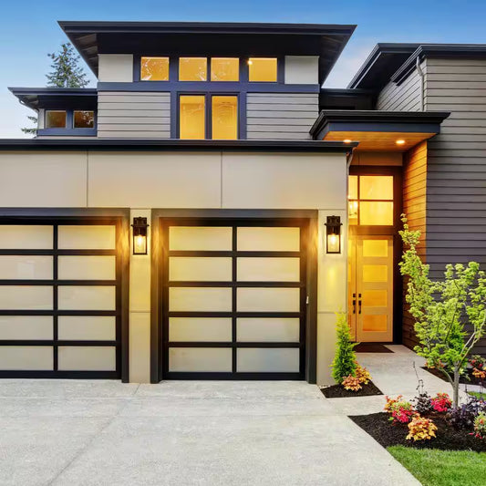 12" Black Outdoor Wall Light Lantern Sconce with Motion Sensor Dimmable Dusk-to-Dawn Hardwired 2-Pack